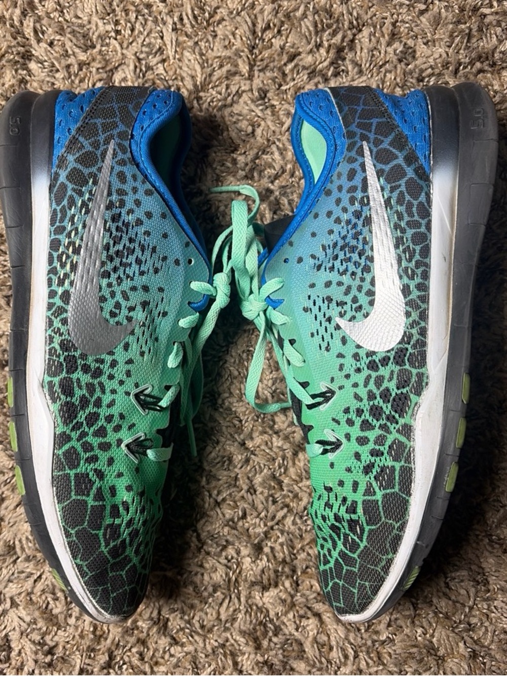 Nike Free TR Fit 5 Blue/Teal Animal-Print Sneakers Women’s Size 10